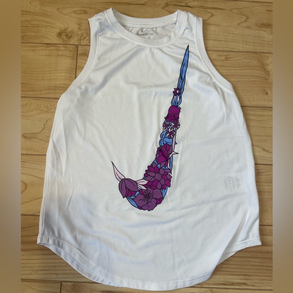 Nike Dri-FIT Victory Legend Tank Top Girls White Big Logo Size L